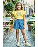 Lei-Chie Cotton Blend Woven Frill Sleeves Floral Embroidered Top & Shorts Set - Yellow