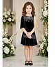 Lei-Chie Velvet Woven Sleeveless Floral Applique Detailed Beads Embellished Top & Skirt Set - Black