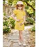 Lei-Chie Cotton Blend Woven Half Puffed Sleeves Geometric Embroidered Shirt & Skirts Set - Yellow