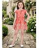 Lei-Chie Cotton Blend Woven Petal Sleeves Floral Embroidered Dress - Rust Orange