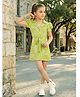 Lei-Chie Cotton Blend Woven Half Puffed Sleeves Leaves Printed Shirt Dress - Green