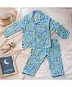 BABY CLOSET Muslin Woven Full Sleeves Animals Printed Coordinating Shirt & Pajama Night Suit - Blue