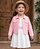 Babyhug Single Jersey Knit Frock and Jacket with Full Sleeves and Floral Print in White for 2-3 Years
