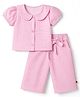 Dew Drops Cotton Woven Half Sleeves Checked Top & Pant Co-Ords Set - Pink