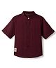 Dew Drops Cotton Woven Mandarin Collar Printed Shirt with Half Sleeves and Bear Patch - Maroon