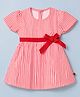 Dew Drops Cotton Knit One Piece Dress with Half Sleeves, Flutter Sleeves and Bow Applique in Red