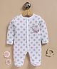 Wonderchild Interlock Woven Full Sleeves Sleep suit with Polka Dot Print - White