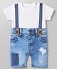 Wonderchild Interlock Woven Half Sleeves Romper With Alphabets Print - White & Blue