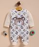 Wonderchild Interlock Woven Full Sleeves Sleep suit with Bear & Drums Print - White