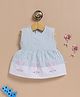 Wonderchild Interlock Woven Sleeveless Striped Frock with Bunny Applique - Olive Green