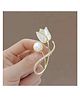 YU FASHIONS Premium Quality Tulip Flower  Pearl Shell Brooch for Sarees & Western Wear