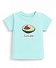 Enfance Core Embosis Hosiery Woven Crop T-Shirt with Half Sleeves and Avocado Print - Sea Green