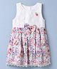 Enfance Core Cotton Woven Sleeveless Dress with Floral Applique & Print - White