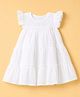 Enfance Core Cotton Woven Flared Dress with Sleeveless and Floral Applique in White