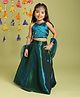 Tiny Kingdom Cotton Silk Woven Sleeveless Beads & Stone Embellished Mirror Work Detailed Choli & Lehenga Set With Dupatta - Blue