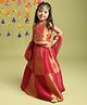 Tiny Kingdom Cotton Silk Woven Sleeveless Beads & Stone Embellished Mirror Work Detailed Choli & Lehenga Set With Dupatta - Maroon
