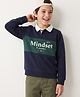 Pine Kids Cotton Knit Sweatshirt with Full Sleeves and Mindset Text Print - Navy Blue