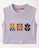 TRUFFLES Cotton Knit Sleeveless Floral Printed Crop Top - Lilac