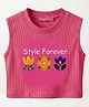 TRUFFLES Cotton Knit Sleeveless Floral Printed Crop Top - Dark Pink