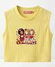 TRUFFLES Cotton Knit Sleeveless Floral Printed Crop Top - Yellow
