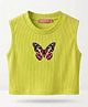 TRUFFLES Cotton Knit Sleeveless Butterfly Printed Crop Top - Lime Green