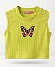 TRUFFLES Cotton Knit Sleeveless Butterfly Printed Crop Top - Lime Green