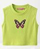 TRUFFLES Cotton Knit Sleeveless Butterfly Printed Crop Top - Light Green