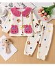 Mark & Mia Full Sleeves Top & Pyjama Winter Wear Night Suit with Bear Print & Cat Applique - Beige