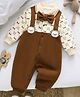 Mark & Mia Cotton Mix Full Sleeves Winter Wear Printed Romper With Bow Applique - Brown