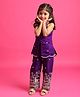 Tiny Kingodm Silk Woven Sleevless Floral Embroidered Lace Embellished Top & Pant Set - Purple