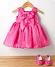 Blabber Sleeveless Stone Embellished Bow Applique Detailed Knee Length Dress With Booties - Pink