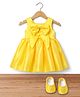 Blabber Sleeveless Stone Embellished Bow Applique Detailed Knee Length Dress With Booties - Yellow