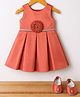 Blabber Sleeveless Stone Embellished Floral Applique Detailed Knee Length Pleated Dress With Booties - Onion Pink