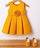 Blabber Sleeveless Floral Applique Detailed Dress With Booties - Yellow