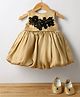 Blabber Sleeveless Stone Embellished Floral Applique Detailed Knee Length Dress With Booties - Gold