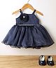 Blabber Sleeveless Stone Embellished Floral Applique Detailed Knee Length Dress With Booties - Blue