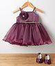 Blabber Sleeveless Stone Embellished Floral Applique Detailed Knee Length Dress With Booties - Mauve