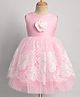 Blabber Sleeveless Floral  Embroidered & Applique Detailed Knee Length Dress - Pink