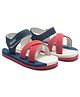 Beanz Colour Blocked Velcro Closure Sandals - Red Blue & White
