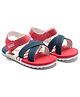 Beanz Colour Blocked Velcro Closure Sandals - Navy Blue Red & White
