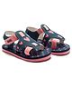 Beanz Hearts Printed & Colour Blocked Velcro Closure Sandals - Navy Blue & Pink