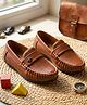 SHOES FOR JUNIORS Metal Applique Detailed Slip On Loafers - Tan