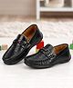 SHOES FOR JUNIORS Abstract  Applique Detailed & Designed Slip On Loafers - Black