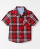 CrayonFlakes Cotton Woven Half Sleeves Tartan Checked Shirt - Red
