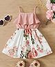 Bolly Lounge Cotton Blend Woven Sleeveless Dress With Floral Print - Peach