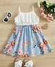 Bolly Lounge Cotton Blend Woven Sleeveless Floral Printed Frock - White