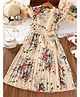 Bolly Lounge Cotton Blend Woven Frill Sleeves Dress with Floral Print - Beige