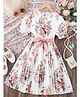 Bolly Lounge Cotton Blend Woven Half Puffed Sleeves Floral Printed Dress - White