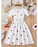 Bolly Lounge Cotton Blend Woven Dress with Half Sleeves and Strawberry Print - White