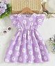 Bolly Lounge Cotton Blend Woven Frill Sleeves Dress with Floral Print - Purple